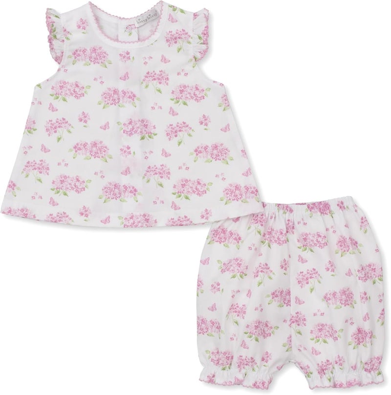 Baby Girls Infant Heavenly Hydrangeas Pink Woven Print Sunsuit